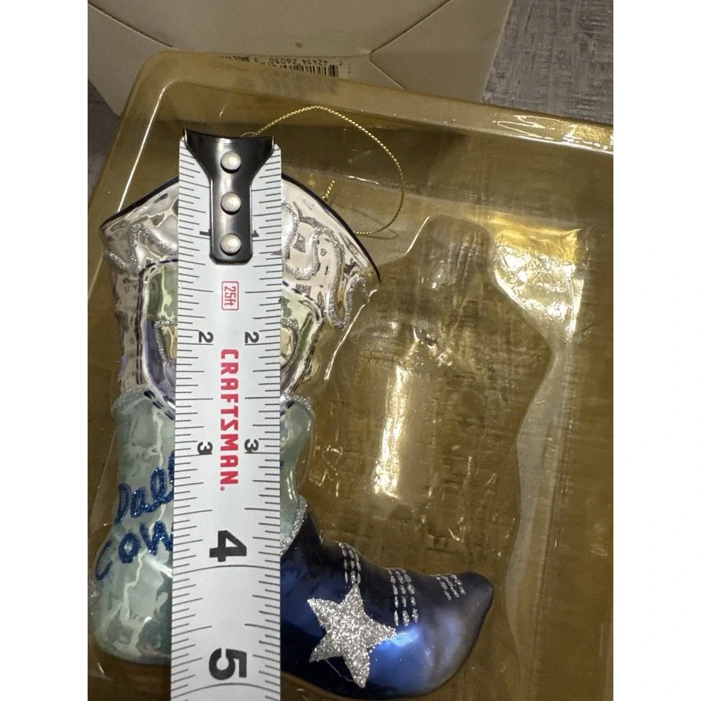 RARE Fitz & Floyd Dallas Cowboys Glass Ornament Cowboy‎ Boot NFL Christmas w Box
